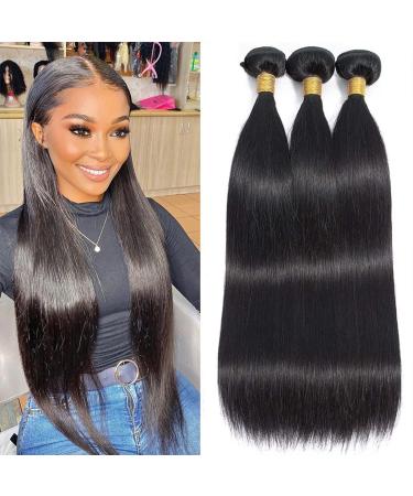 Human Hair Bundles 18 20 22 Inch Straight Bundles Human Hair 100% Unprocessed Brazilian Weave Bundles Human Hair Extensions For Black Women 10A 3 Bundles Human Hair Natural Color 18 20 22 Straight Bundles Human Hair