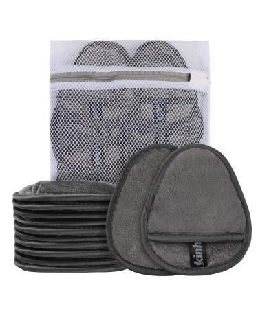Kinhwa make -up removered pads reusable slowdown pads washable microfiber slimming pads face super soft facial cleaning pads with laundry bag gray 12 pieces dark gray 1 piece (12 Pack)