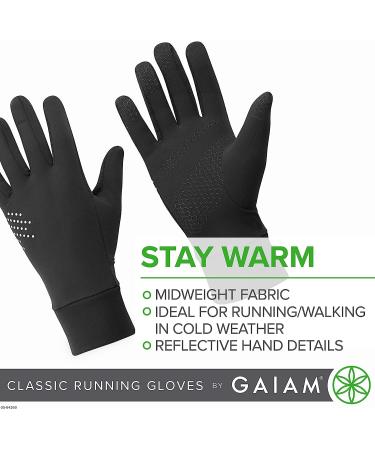 Gaiam Women's Classic Touchscreen Running Gloves - Lightweight Winter Gear (Black, S/M) - Buy Online on GoSupps.com