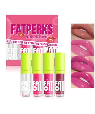 Leogony 4PCS Lip Oil Set Non-Sticky Fat Oil Lip Moisturizing Lip Oils Long Lasting for Girls and Women - Buy Online on GoSupps.com