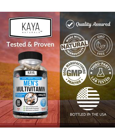 Kaya Naturals Multivitamin for Men - Men's Prostate Multivitamin - Multi Mineral Daily Supplement - Pills for Men - Supports Healthy Prostate - Vitaminas para Hombres - 60 Veggie Capsules 60 Count (Pack of 1) - Buy Online on GoSupps.com