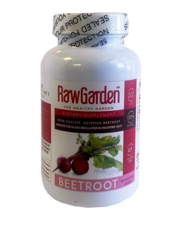Raw Garden Beet Root Vegetarian Capsules (200 ct) "Beta vulgaris" with a High Nitrate Content. Non - Irradiated Non-sulfites - Gluten Free.
