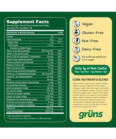 Gruns Superfood Green + New N trops Gummy Bear Sugar-Free Bundle, Nutritional Supplement 2-Pack, multivitamin + prebiotics + Greens + Nootropic Mushroom Herbal Supplement to Support Mood and Focus - Buy Online on GoSupps.com