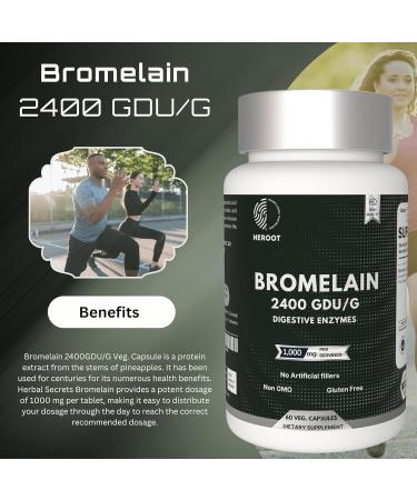 Bromelain 500mg | 60 Plant-Based Capsules | 2400 GDU Potency | Supports Joint Health & Digestion | No Preservatives or Artificial Additives 60 Count (Pack of 1) - Buy Online on GoSupps.com