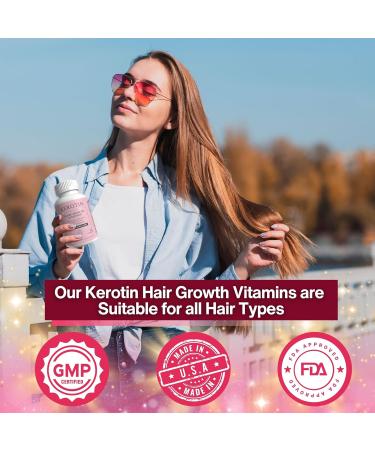 Worldwide Nutrition Kerotin Hair Growth Vitamins - Biotin DHT Blocker Supplement & Key Chain - 60 Count for Natural Hair Strength - Buy Online on GoSupps.com