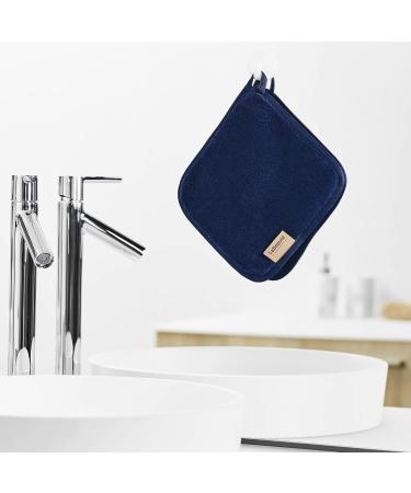 Lab aut Microfiber Makeup Towels - 4 Pack (21x21 cm) Washable & Reusable Facial Cleaning Pads - Dark Blue Makeup Remover - Buy Online on GoSupps.com