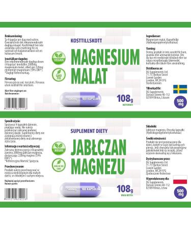Magnesium Malate 2000mg per serving 180 Vegetable Capsules Tested by a Third Party Laboratory Gluten Free and GMO Free - Buy Online on GoSupps.com