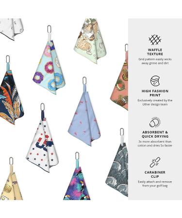 Uther Pocket Golf Towel - Premium Microfiber with Carabiner Clip | Golf Accessories | 11x11 | Ice Cream Drip Print - Buy Online on GoSupps.com