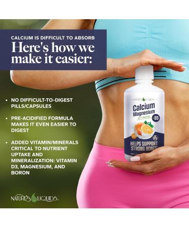 Nature's Liquids - Calcium Magnesium Supplement Liquid (2:1 Ratio) - with D3 Boron Manganese for Optimal Absorption - for Strong Bones and Teeth - Orange Vanilla Flavor - (32oz - 32 Servings) - Buy Online on GoSupps.com