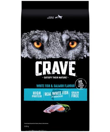 CRAVE Adult Dry Dog Food White Fish & Salmon Flavour 9.98kg Bag White Fish & Salmon 9.98 kg (Pack of 1) Dog Food