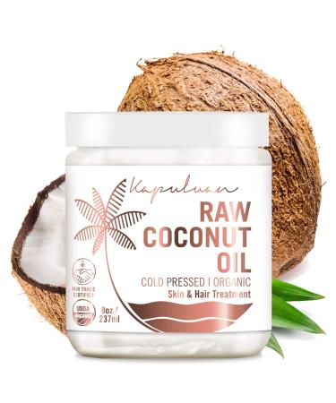 Organic Coconut Oil for Hair  Skin   Raw Extra Virgin Coconut Oil - Pure Unrefined Cold Pressed Oil with MCTs for Body Care or Haircare  Hair Growth  Aceite de Coco Organico  Baby  Dogs  Pets 8 Ounce (Pack of 1) - Buy Online on GoSupps.com