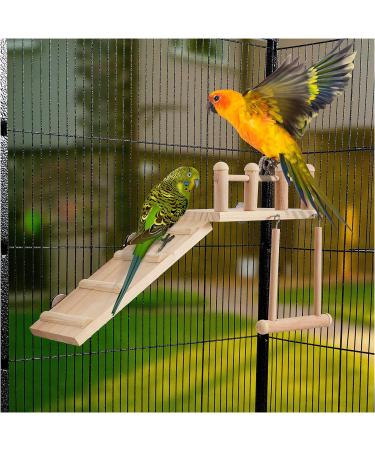 TeTupGa Hamster Bird Perches Cage Toys - Wooden Platform with Climbing Ladder and Swing - Ideal for Green Cheeks, Lovebirds, Chinchillas, and Budgies - Buy Online on GoSupps.com