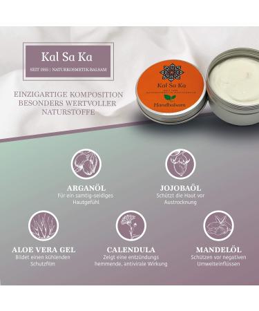 Kalsaka Handbalsam - Organic Hand Cream for Very Dry Hands | 80ml Argan Oil Jojoba Oil Aloe Vera & Almond Oil | Natural Cosmetics for Cracked Skin - Buy Online on GoSupps.com