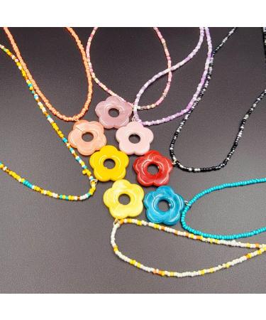 Vsilay Lianxue Colorful Floral Pearl Necklace | Cute Acrylic Beads Collarbone Chain | Fashion Jewelry for Women & Girls - Buy Online on GoSupps.com