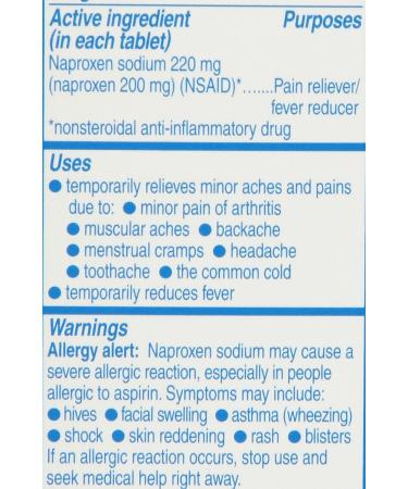 Aleve Tablets 220mg (NSAID) Pain Reliever/Fever Reducer - 24 Count Blue - Buy Online on GoSupps.com