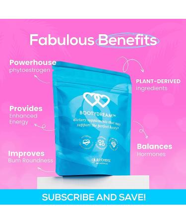 Gluteboost BootyDream Glute Supplement - Women's Nutritional Caplets for Skin Hydration - Natural Nourishment with Maca Root, Saw Palmetto, Rose Hips & Dong Quai - 30 Capsules - Buy Online on GoSupps.com