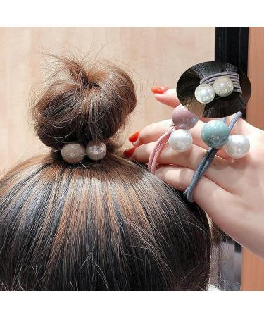 UaiUya 10pcs Big Bead Hair Tie Set for Women and Girls - Black, Blue, Pink, Gray, Light Brown - Buy Online on GoSupps.com