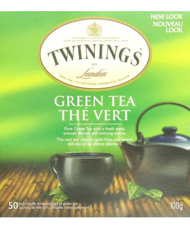 Twinings Pure Green Tea Individually Wrapped Tea Bags | Caffeinated 100% Pure Green Tea Smooth Flavour Enticing Aroma | 50 Count (Pack of 6) | Enjoy Hot or Iced Pure Green Tea 50 Count (Pack of 6) - Buy Online on GoSupps.com