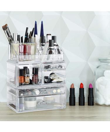 Relaxdays Acrylic Makeup Organizer - 21 Compartment Cosmetic Tower for Lipstick & Nail Polish - Clear Storage Solution for Beauty Essentials - Buy Online on GoSupps.com