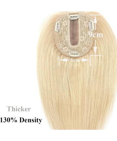 6" SEGO Hair Toppers for Thinning Hair Women Real Remy Human Hair 2.5 * 9cm CENTRAL SILK BASE One Piece Clip in Hairpieces Extension 130% Density (#613 Bleach Blonde) - Buy Online on GoSupps.com