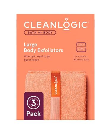 Cleanlogic Bath and Body Exfoliating Body Scrubber  Large Exfoliator Tool for Smooth and Softer Skin  Daily Skincare Routine  Assorted Colors  3 Count Value Pack 3 Count (Pack of 1)