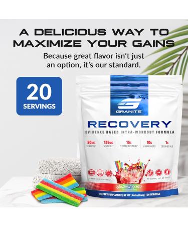 Granite Nutrition Recovery - Premium Intra-Workout Drink with EAAs Cluster Dextrin Sensoril & Senactiv for Athletic Performance and Lean Muscle Gains - Rainbow Candy Flavor (20 Servings) Rainbow Candy 1.48 Pound (Pack of 1) - Buy Online on GoSupps.com