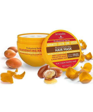 Arvazallia Rejuvenating Hair Mask & Deep Conditioner for Color Treated Hair - 8.45 Fl Oz - Argan Oil & Macadamia Oil - Sulfate & Paraben Free - Buy Online on GoSupps.com