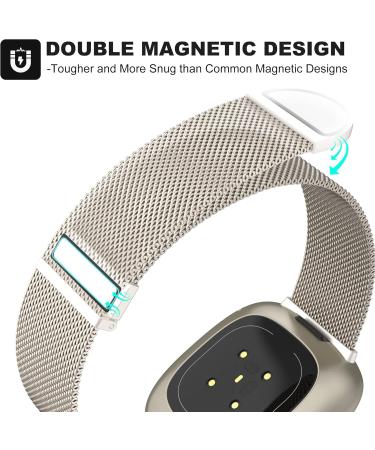 Highs Replacement Wristband for Fitbit Versa 3 & Sense 2 - Dual Magnetic Adjustable Stainless Steel Bracelet for Men & Women - Buy Online on GoSupps.com