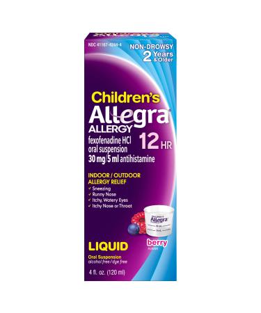 Allegra Children's Allergy Oral Suspension Berry Flavor 4 oz (Pack of 5)