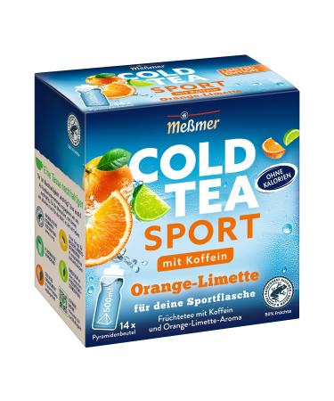 Messmer Cold Tea Cold Tea Sport Orange Limette |Limited Edition |With caffeine |14 pyramid bags |Gluten -free |Lactose -free |Vegan Sport Orange Limette 38.5 g (1 Pack)