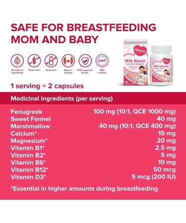 Lactation Supplement for Increased Breast Milk with Fenugreek Fennel and Essential Nutrients Safe for Breastfeeding Mom and Baby - 30 Days Supply - Allmom's Choice - Buy Online on GoSupps.com