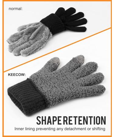 Keecow Men's Winter Touchscreen Gloves - Warm Thermo Fleece Knitting for Outdoor Sports & Running - Black - Buy Online on GoSupps.com