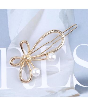 Aneneiceera Hollow Out Bow tie Hair Clip Gold Hair Barrette One word Clip Pearl Hair Pin Headpieces Decorative Hair Pins Headwear Bride Hair Accessories for Women and Girls (Gold) - Buy Online on GoSupps.com