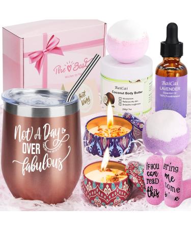 Birthday Gifts for Women Spa Gift Basket for Women Mothers Day Gifts for Mom Wife Sister Aunt Teacher Best Friend Christmas Gifts For Her Pink Birthday Gift Box for Women Self Care Gift Bday Presents