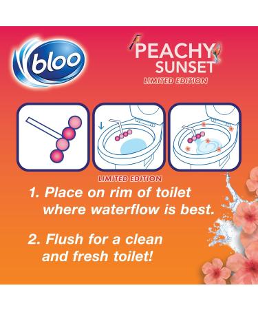Bloo Limited Edition Peach Power Active Clear Water Toilet Cleaner Rim Block with Anti-Limescale Cleaning Foam Dirt Protection and Extra Freshness 3 x Toilet Blocks - Buy Online on GoSupps.com