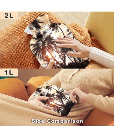 Naanle 2L Hot Water Bottle with Tropical Beach Palms Cover - Relief for Menstrual Cramps & Heat Therapy - Buy Online on GoSupps.com