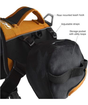 Kurgo Baxter Dog Backpack Hiking Pack for Dogs Lightweight Reflective Black/Orange Baxter Black - Buy Online on GoSupps.com