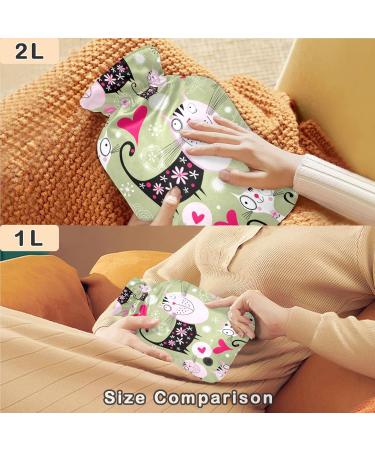 NAANLE 2L Hot Water Bottle for Pain Relief - Transparent Heat Bag for Lovers & Cats - Ideal for Heat & Cold Therapy - Buy Online on GoSupps.com