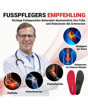 PCSSole Orthopedic Insoles for Work & Sports | Comfort Shoe Inserts for Flat Feet Plantar Fasciitis & Heel Pain | Men's 6-6.5 & Women's 8-8.5 (Red) - Buy Online on GoSupps.com