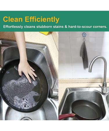 ifeel Cast Iron Cleaner - Premium 316L Stainless Steel Chainmail Scrubber (2 Pairs) - Size 3-4x4 - Buy Online on GoSupps.com