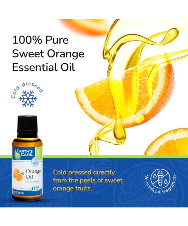 Earth's Care Orange Oil - 100% Pure Sweet Orange Essential Oil for Use in Aromatherapy - 1 Fl OZ - Buy Online on GoSupps.com