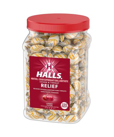 Halls Cough and Throat Relief Cherry Cough Drops Bulk Pack 250 Drops - Buy Online on GoSupps.com