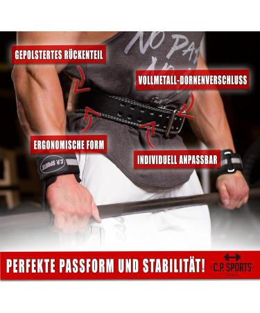 C.P.Ports Weight Lifting Belt XXS-6XL | Padded Leather Training Belt for Powerlifting Bodybuilding & Strength Training | Unisex M Black with White Inner Surface - Premium Fitness Gear - Buy Online on GoSupps.com
