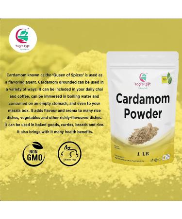 Ground Cardamom Powder 1 LB - Adds Flavour to Baked Goods, Coffee, Tea & Curries | Fresh Aromatic Cardamom - Elaichi, Cardamon | Yogi's Gift 1 Pound - Buy Online on GoSupps.com
