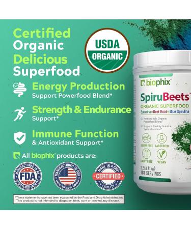 biophix Organic SpiruBeets 2.2 lbs Sprirulina - Beet Root - Protein-Rich Nutrient-Dense Superfood Powder - Rich in Nitric Oxide - Buy Online on GoSupps.com