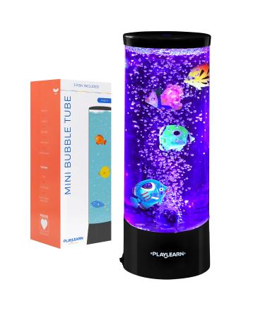 Playlearn Fake Fish Tank Mini Bubble Lamp  Fake Aquarium - Color Changing Sensory Lamp- 11 Inch