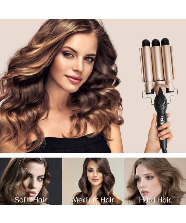Buy 3 Barrel Curling Iron Wand - Dual Voltage 25mm Adjustable Temperature Ceramic Tourmaline Hair Crimper & Waving Tool - Buy Online on GoSupps.com