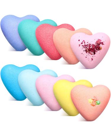 10 Pieces Shower Bath Set Shower Aromatherapy Essential Oils Bath Tablets for Shower Home Shower Spa Valentine's Day (Heart)