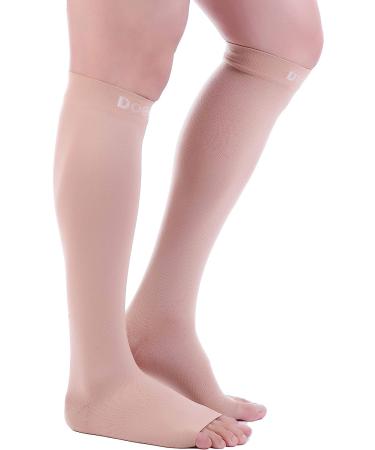 Doc Miller Open Toe Compression Socks 20-30mmHg Support for Circulation, Recovery, Shin Splints, Varicose Veins - Large Size - Buy Online on GoSupps.com