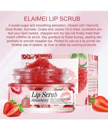 Strawberry Sugar Lip Scrub with Shea Butter - Exfoliating & Moisturizing Lip Care for Soft, Smooth Lips - Buy Online on GoSupps.com